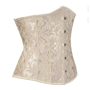 Cream Brocade Overbust Corset Waist Trainer